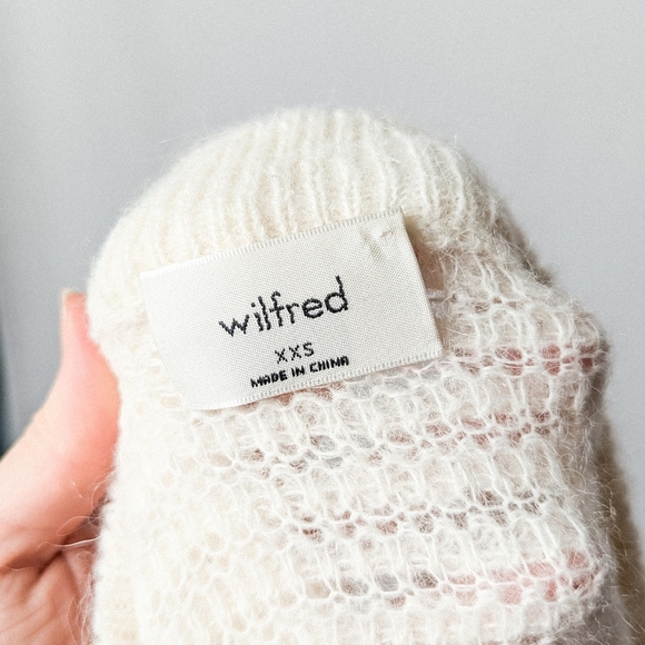 WILFRED Alessia Cardigan Mohair Alpaca Wool White Aritzia XXS - Picture 10 of 11